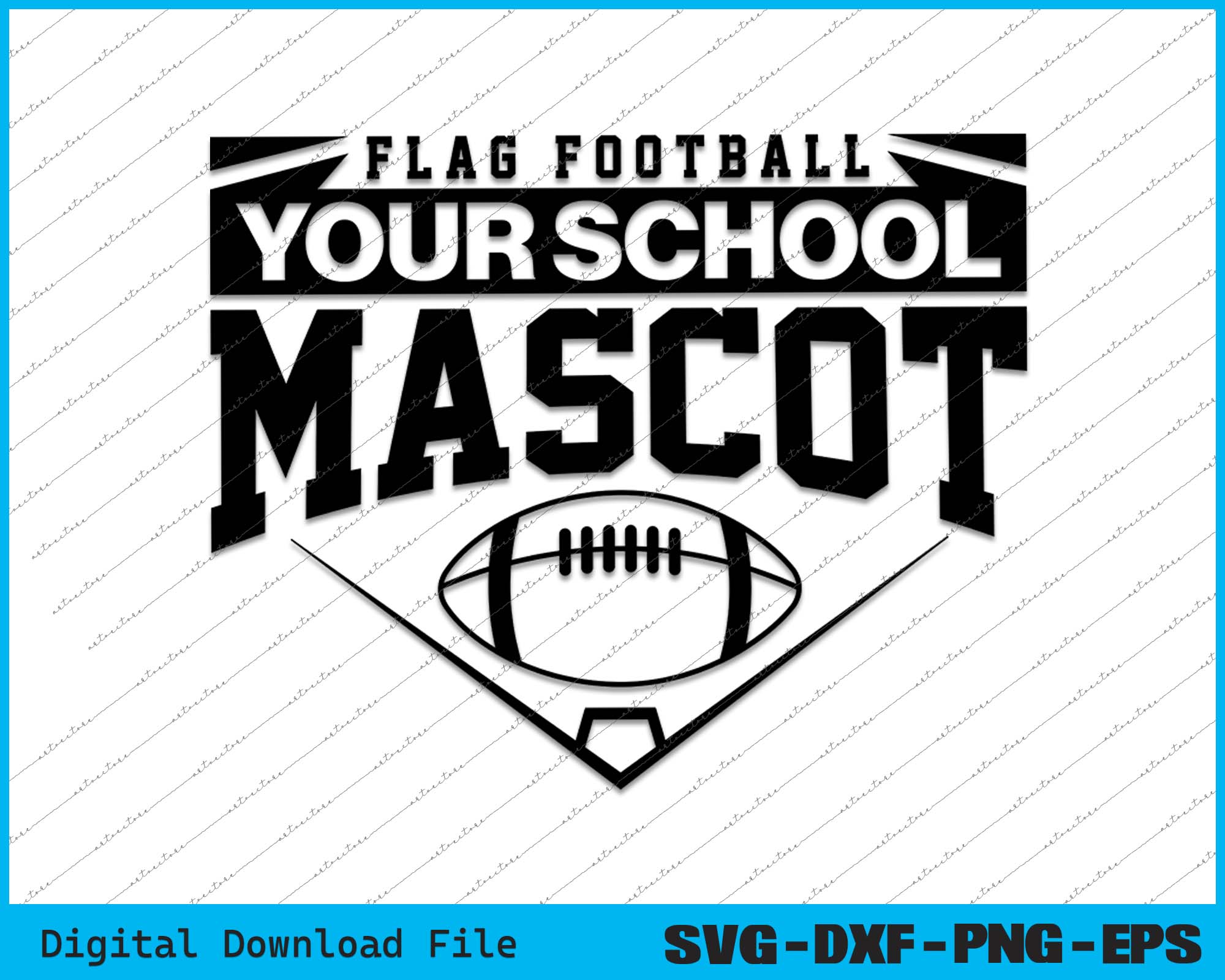 Custom Mascot Flag Football With Personalized School Name SVG Files
